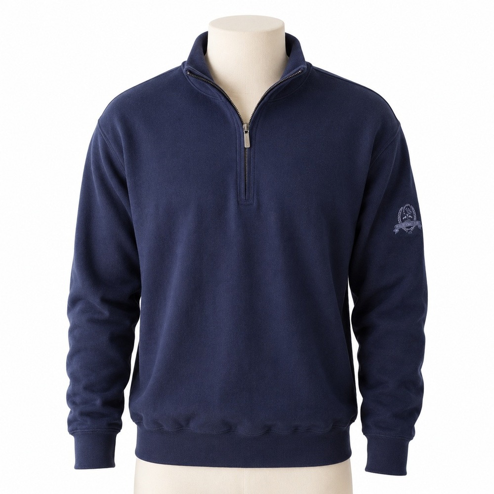 Navy Blue Quarter Zip Golf Sweater XL Carnoustie Preppy Newport Yachting Cotton